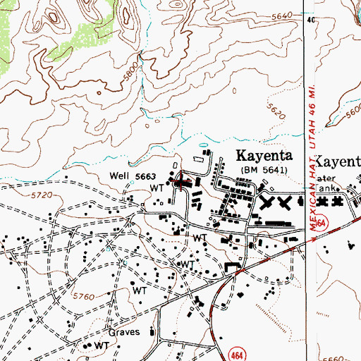 Topographic Map of Kayenta Primary School, AZ