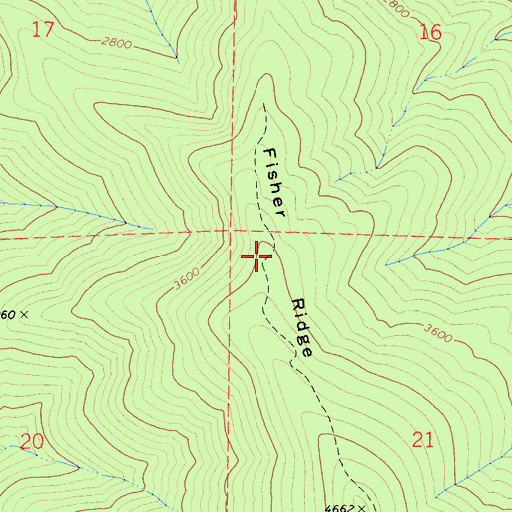 Topographic Map of Fisher Ridge, CA