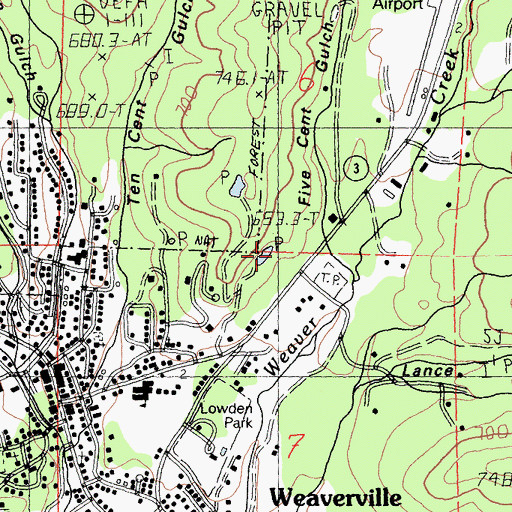Topographic Map of Five Cent Gulch, CA