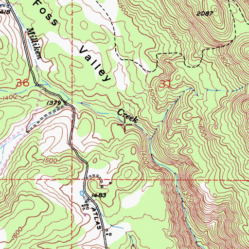 Topographic Map of Foss Valley, CA