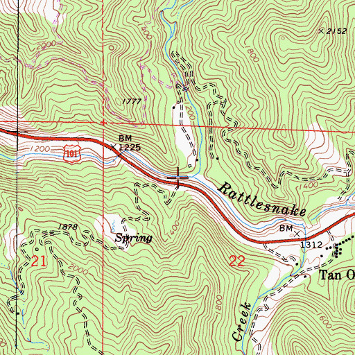 Topographic Map of Foster Creek, CA