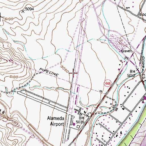 Topographic Map of Alameda Airport (historical), NM