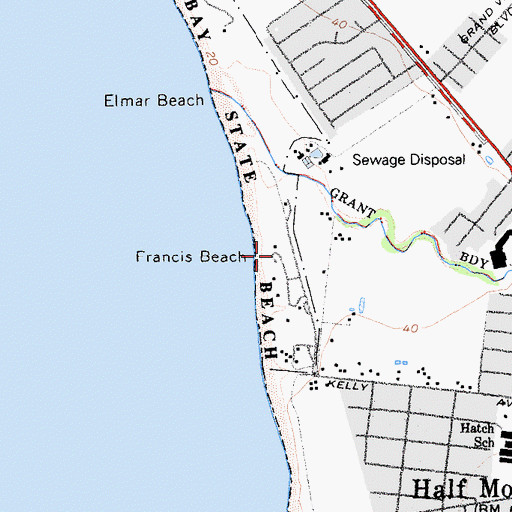 Topographic Map of Francis Beach, CA