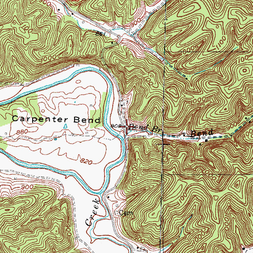 Topographic Map of Bend Branch School (historical), KY