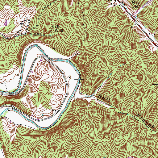 Topographic Map of Bend of the River, KY