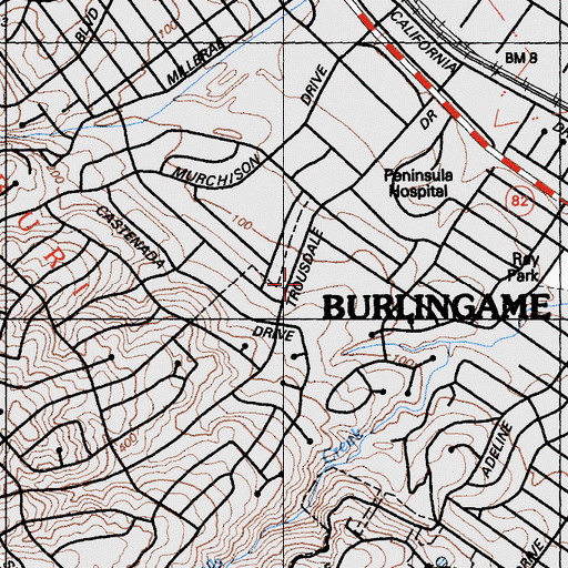 Topographic Map of Franklin Elementary School, CA