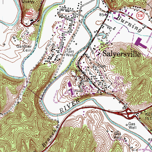 Topographic Map of Bluegrass Cemetery, KY