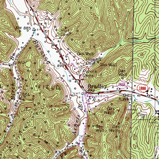 Topographic Map of Bradley Freewill Baptist Church, KY