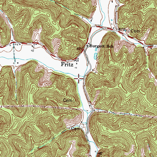 Topographic Map of Bunker Bottom Flat, KY
