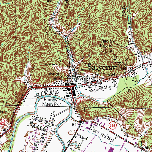 Topographic Map of Burning Springs United Baptist Church, KY