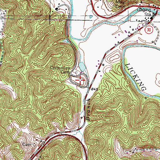 Topographic Map of Conley Memorial Park, KY