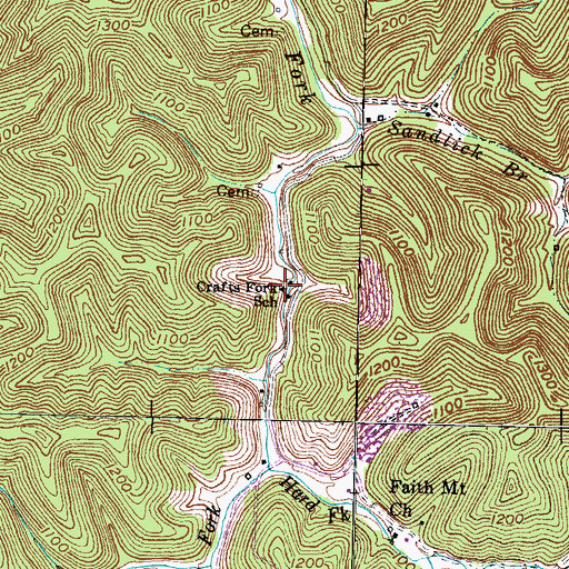 Topographic Map of Craft Fork Church, KY