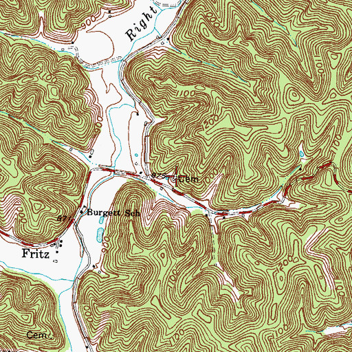 Topographic Map of Dyer Cemetery, KY