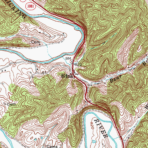 Topographic Map of Edna Post Office (historical), KY