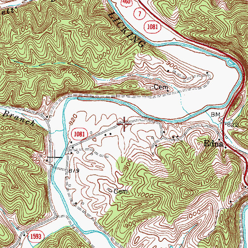 Topographic Map of Edna School (historical), KY