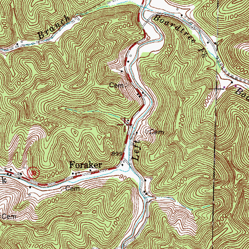 Topographic Map of Foraker School (historical), KY