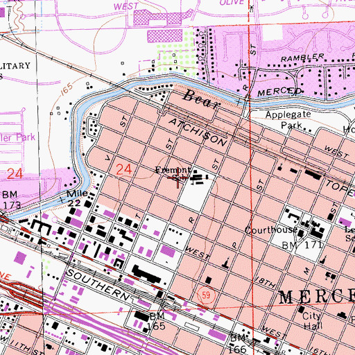 Topographic Map of John Fremont Elementary School, CA