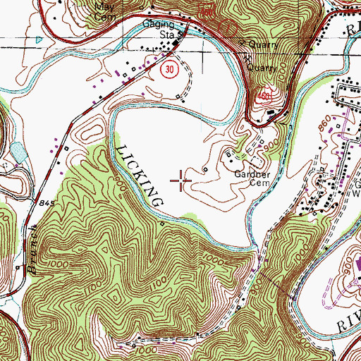 Topographic Map of Gardners Farm, KY