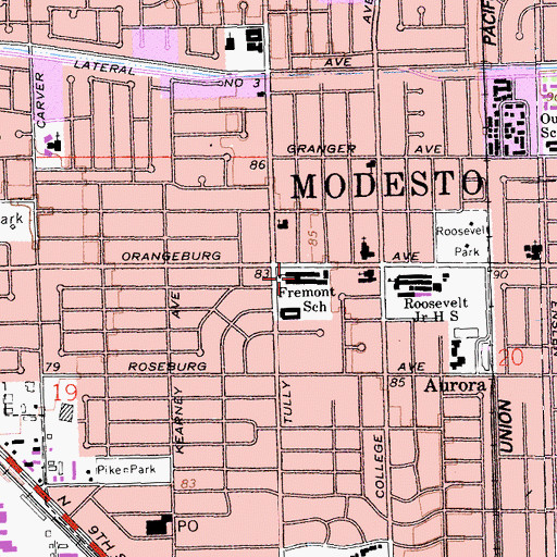 Topographic Map of John Fremont Elementary School, CA