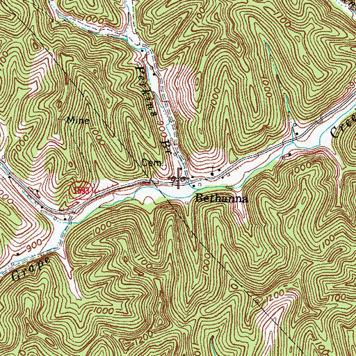 Topographic Map of Great Creek School (historical), KY