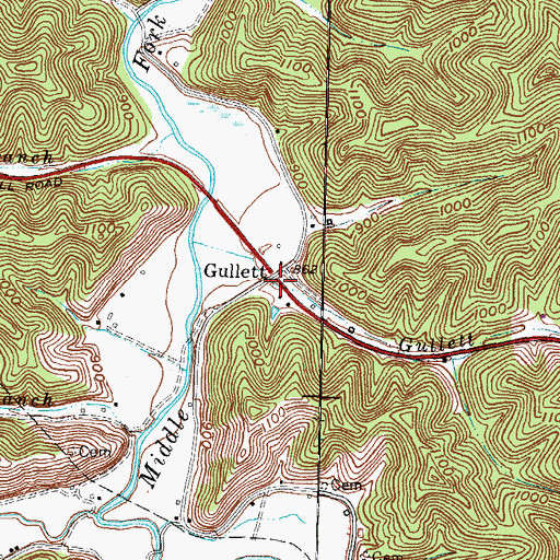 Topographic Map of Gullet Post Office (historical), KY