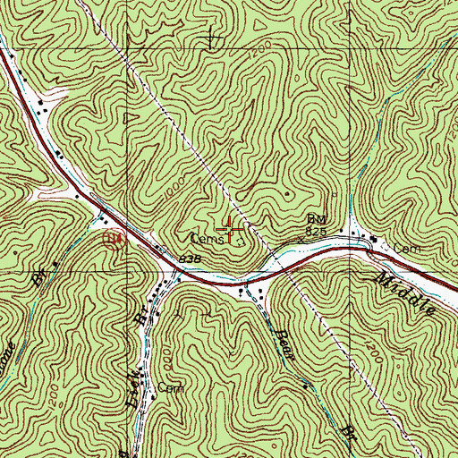 Topographic Map of Hackworth and Spradling Cemetery, KY