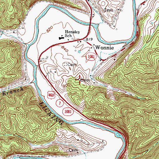 Topographic Map of Hall Cemetery, KY