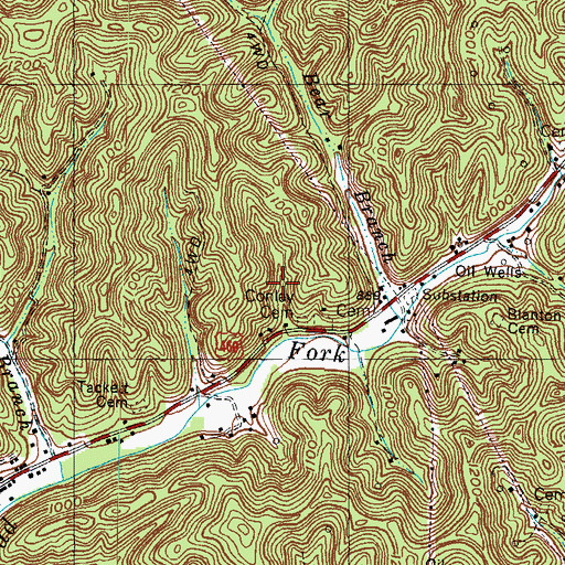 Topographic Map of Ham Conley Cemetery, KY