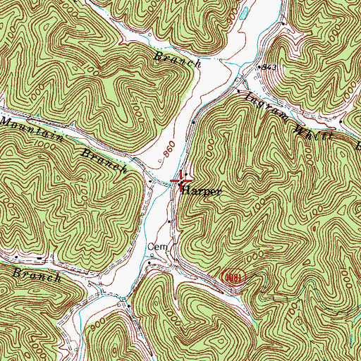 Topographic Map of Harper Post Office (historical), KY