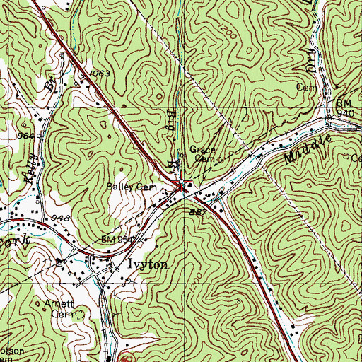 Topographic Map of Ivyton School (historical), KY