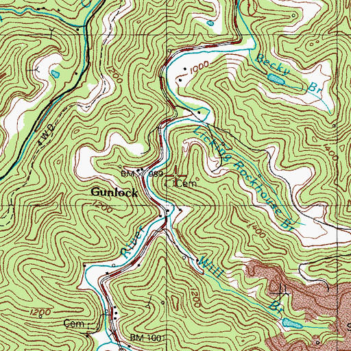 Topographic Map of John B Shepard Cemetery, KY
