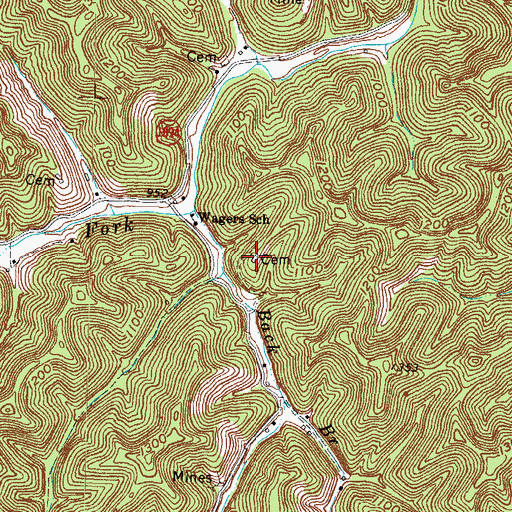 Topographic Map of John Back Cemetery, KY