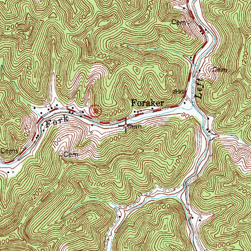 Topographic Map of John Cole Cemetery, KY
