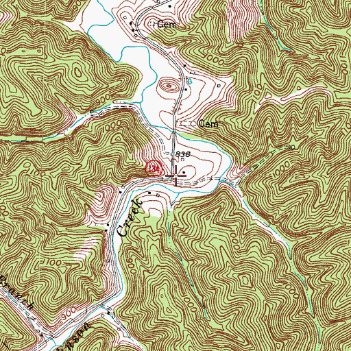 Topographic Map of Kernie Post Office (historical), KY