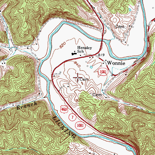 Topographic Map of Millard Cemetery, KY