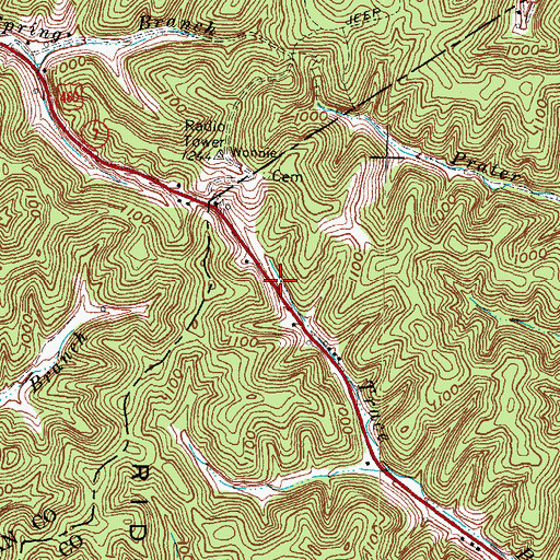 Topographic Map of Mountain Post Office (historical), KY