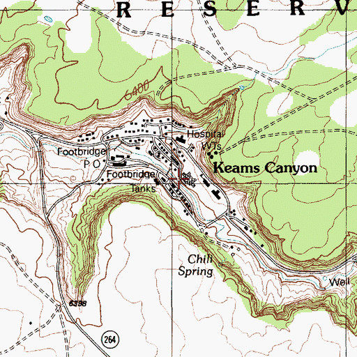 Topographic Map of Keams Canyon Boarding School, AZ