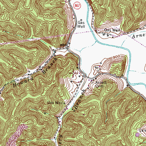 Topographic Map of Nathan Howard Cemetery, KY