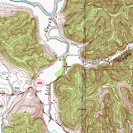Topographic Map of Negro Branch, KY