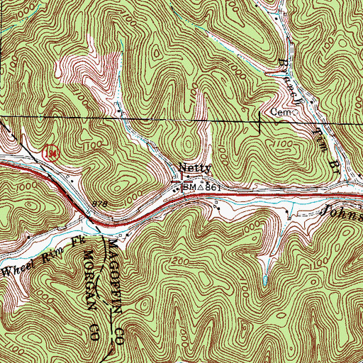 Topographic Map of Netty Post Office (historical), KY