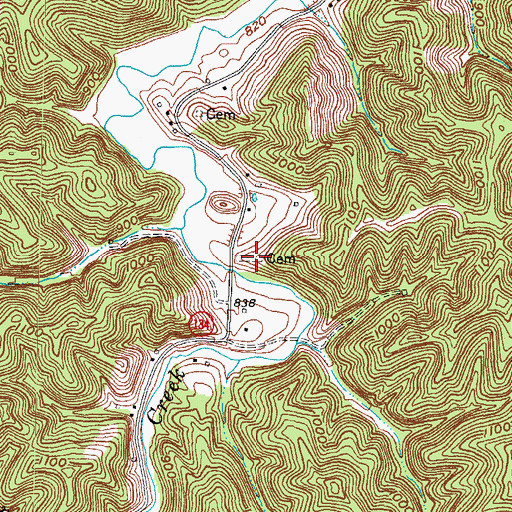 Topographic Map of Patrick and Lovely Cemetery, KY