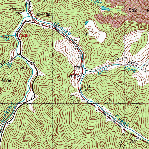 Topographic Map of Raleigh Shepherd Senior Cemetery, KY