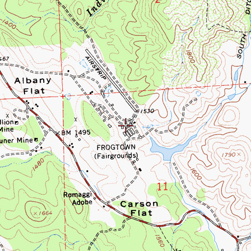 Topographic Map of Frogtown, CA