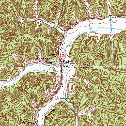 Topographic Map of Seitz Post Office (historical), KY