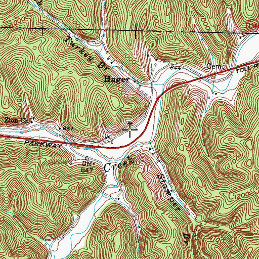 Topographic Map of Turkey Branch School (historical), KY