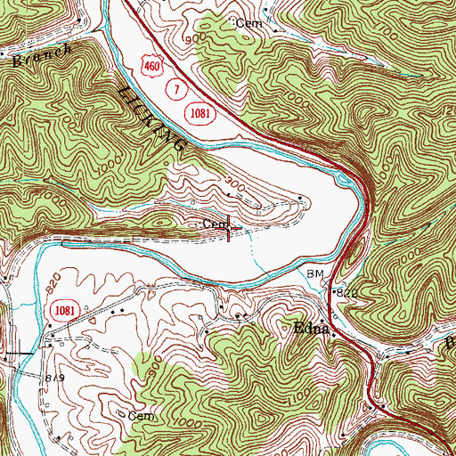 Topographic Map of Whitt Cemetery, KY