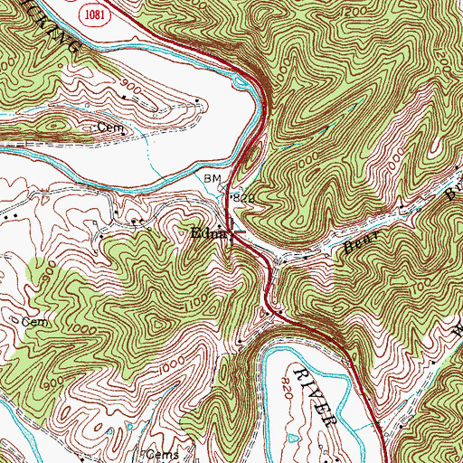 Topographic Map of Wonnie Post Office (historical), KY