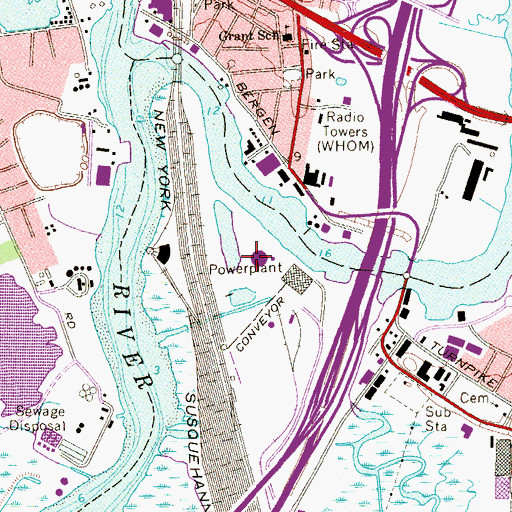 Topographic Map of Bergen Generating Station, NJ