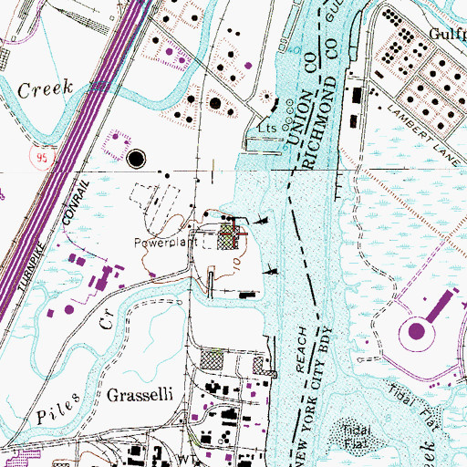 Topographic Map of Linden Generating Station, NJ
