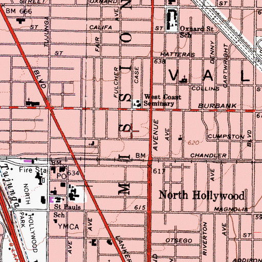 Topographic Map of East Valley High School, CA